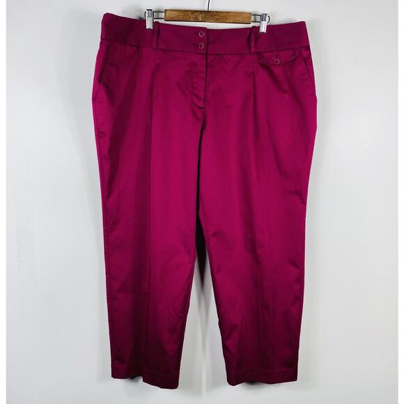 Liz Claiborne Plus Size 20 Sateen Ankle Pants Fuchsia Pink Work Career Casual - Picture 1 of 4